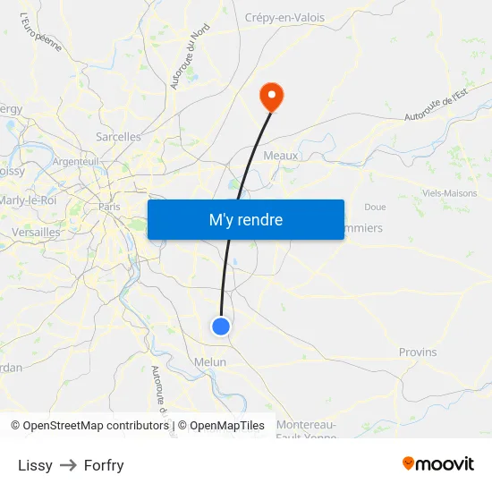 Lissy to Forfry map
