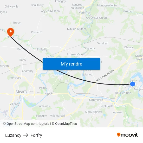 Luzancy to Forfry map