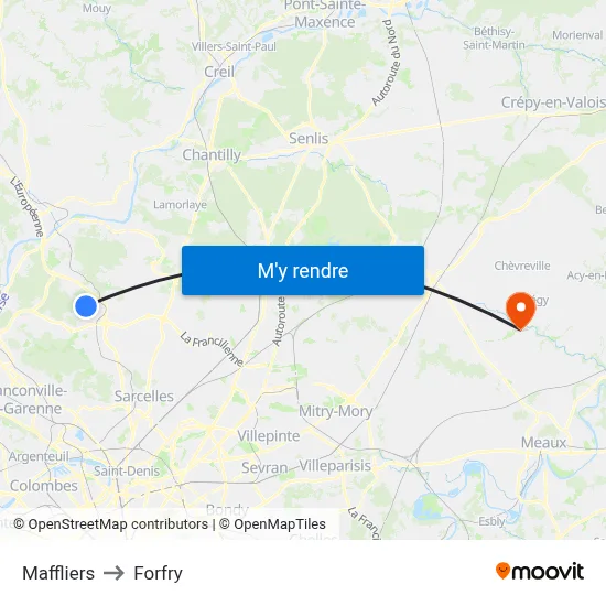 Maffliers to Forfry map