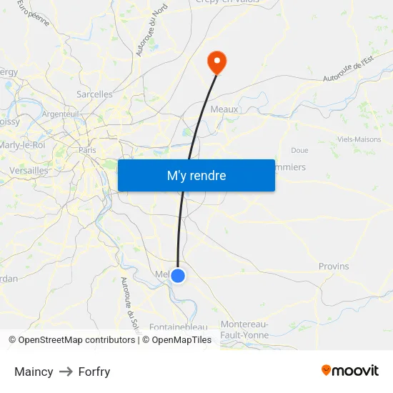 Maincy to Forfry map