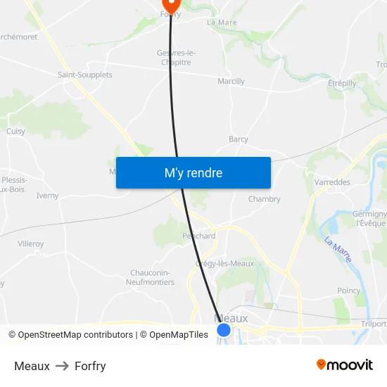 Meaux to Forfry map
