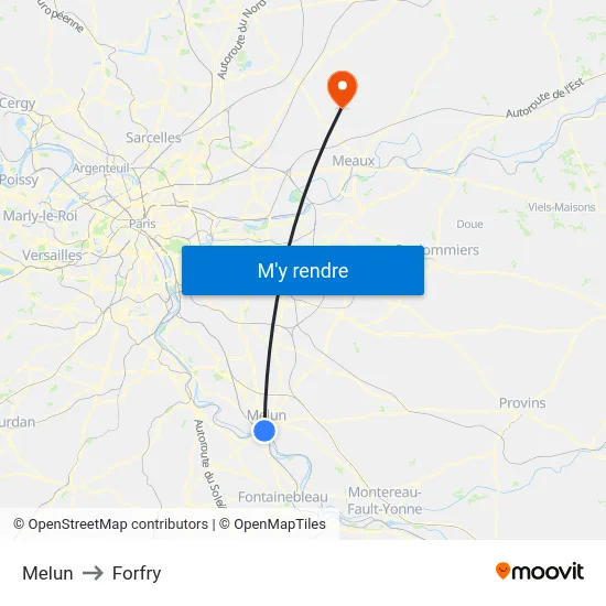 Melun to Forfry map