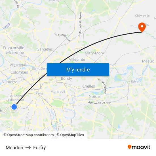 Meudon to Forfry map