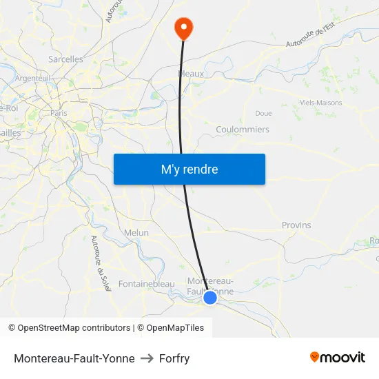 Montereau-Fault-Yonne to Forfry map