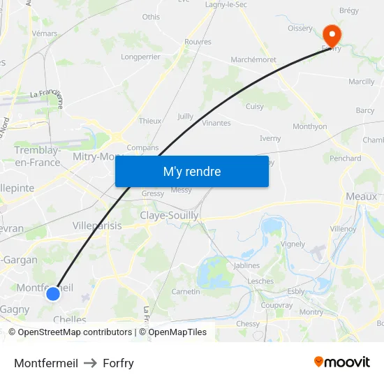 Montfermeil to Forfry map