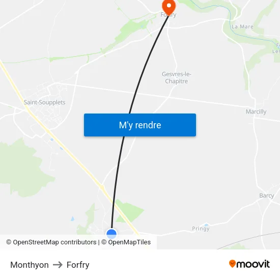 Monthyon to Forfry map