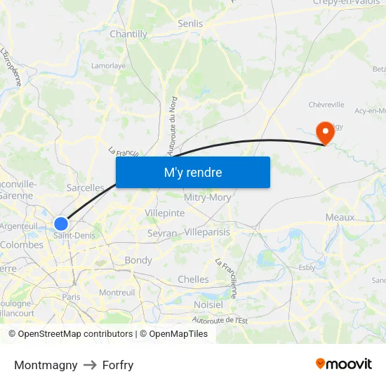 Montmagny to Forfry map