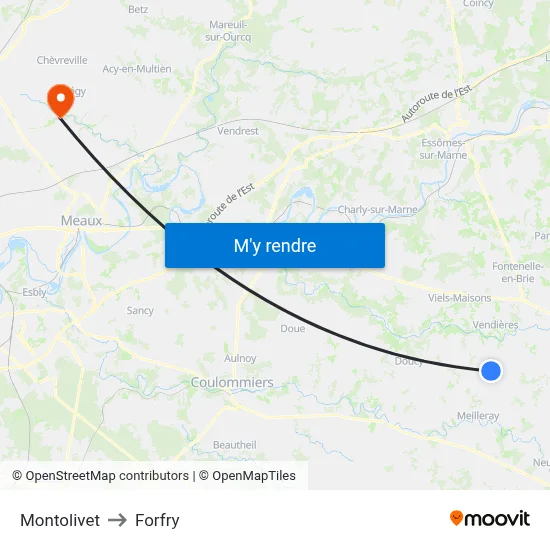 Montolivet to Forfry map