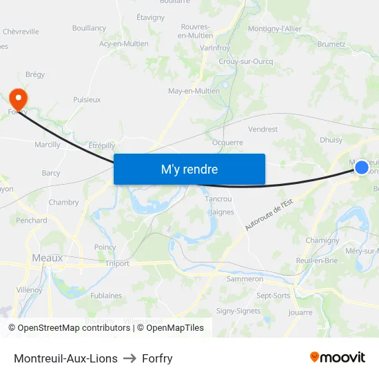 Montreuil-Aux-Lions to Forfry map