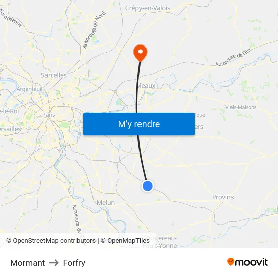 Mormant to Forfry map