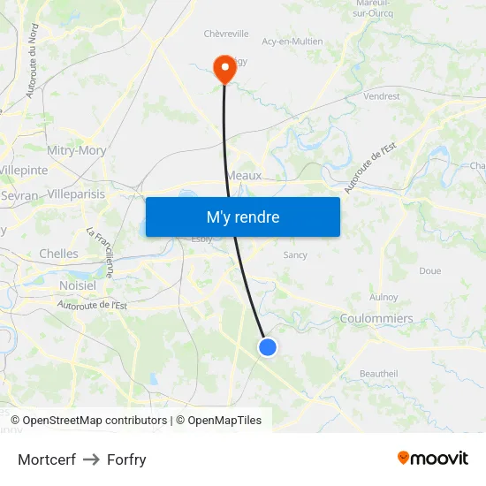 Mortcerf to Forfry map