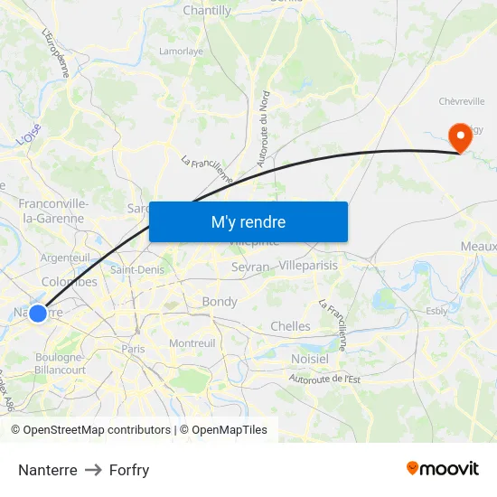Nanterre to Forfry map