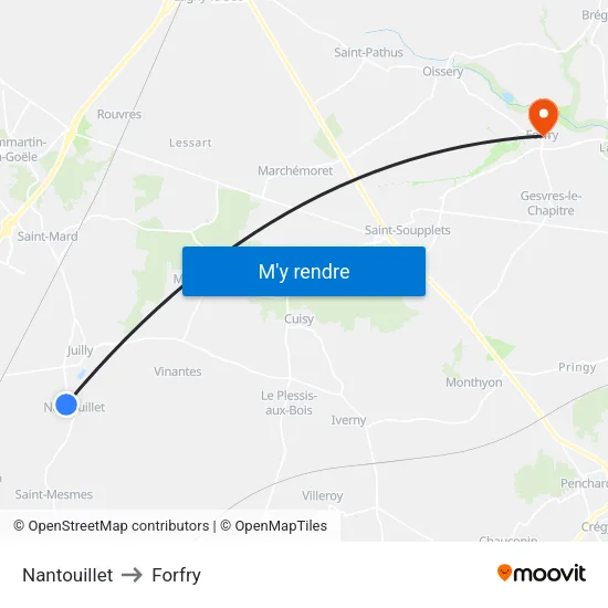 Nantouillet to Forfry map