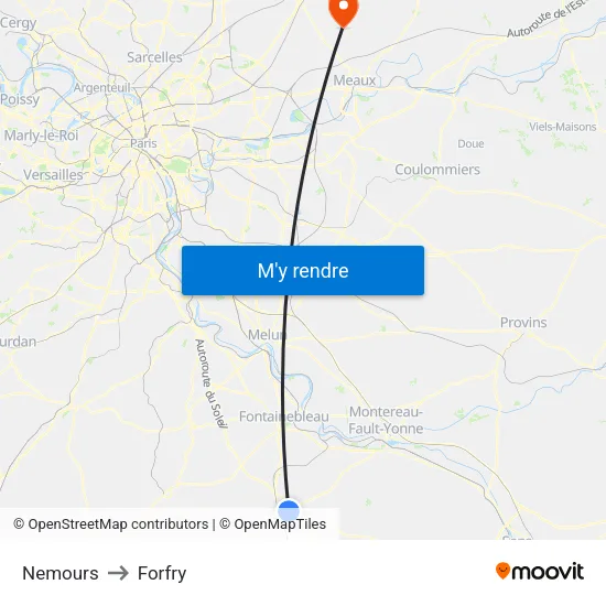 Nemours to Forfry map