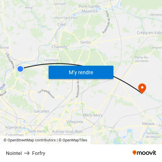 Nointel to Forfry map