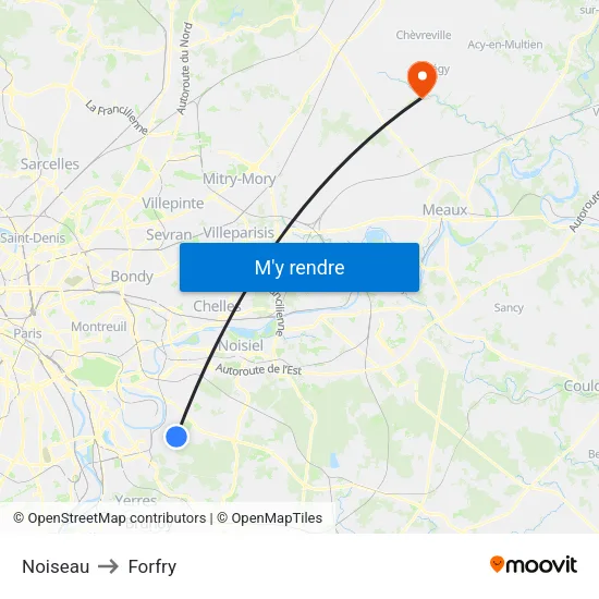 Noiseau to Forfry map
