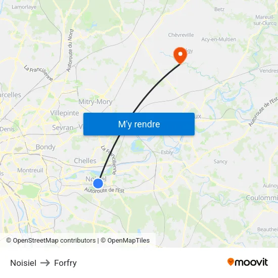 Noisiel to Forfry map