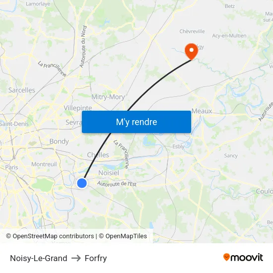 Noisy-Le-Grand to Forfry map