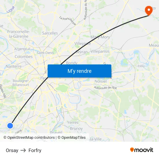 Orsay to Forfry map
