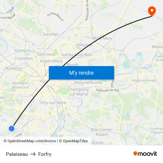 Palaiseau to Forfry map