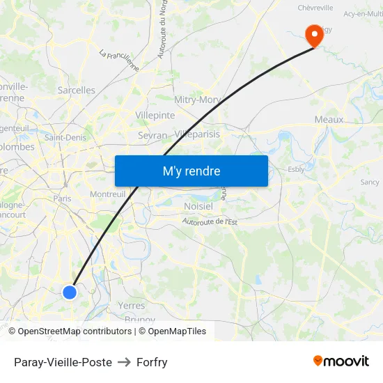 Paray-Vieille-Poste to Forfry map
