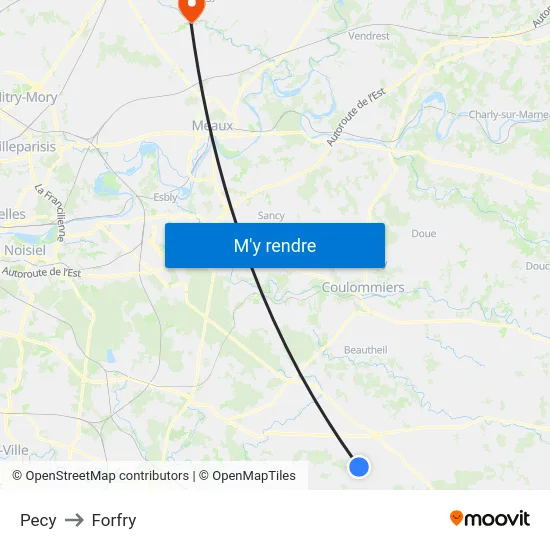 Pecy to Forfry map
