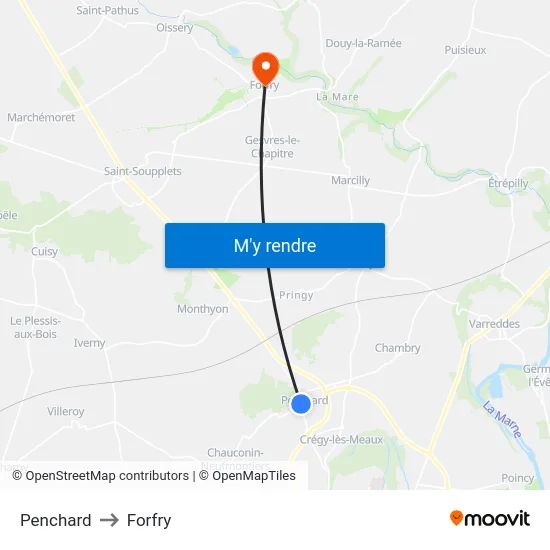 Penchard to Forfry map