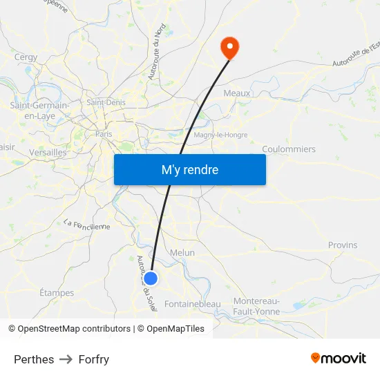Perthes to Forfry map