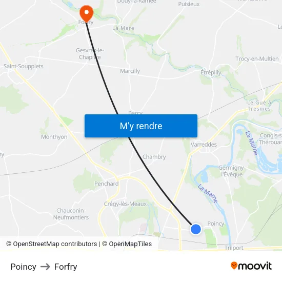 Poincy to Forfry map