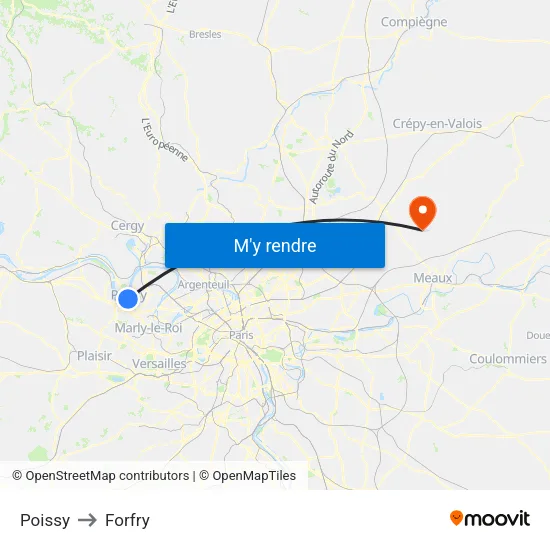 Poissy to Forfry map