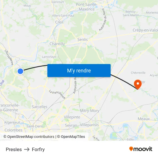 Presles to Forfry map