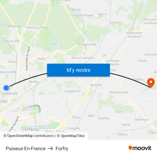 Puiseux-En-France to Forfry map