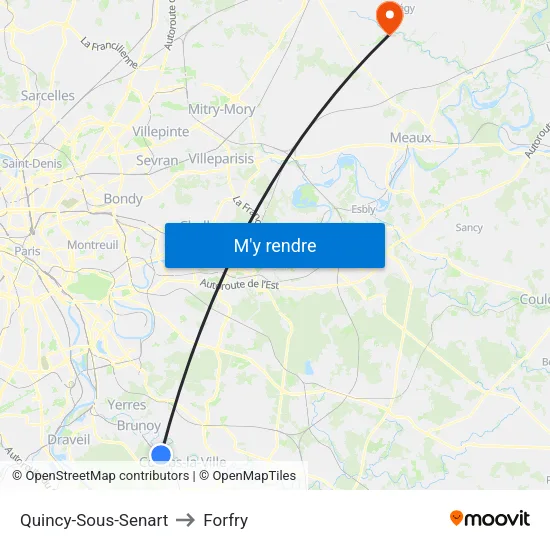 Quincy-Sous-Senart to Forfry map