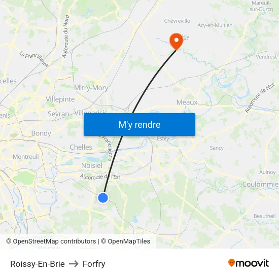 Roissy-En-Brie to Forfry map