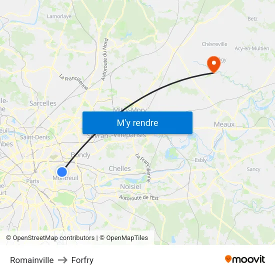 Romainville to Forfry map