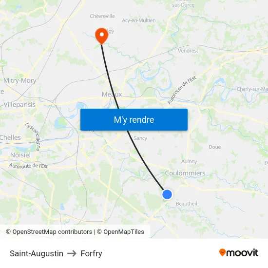 Saint-Augustin to Forfry map