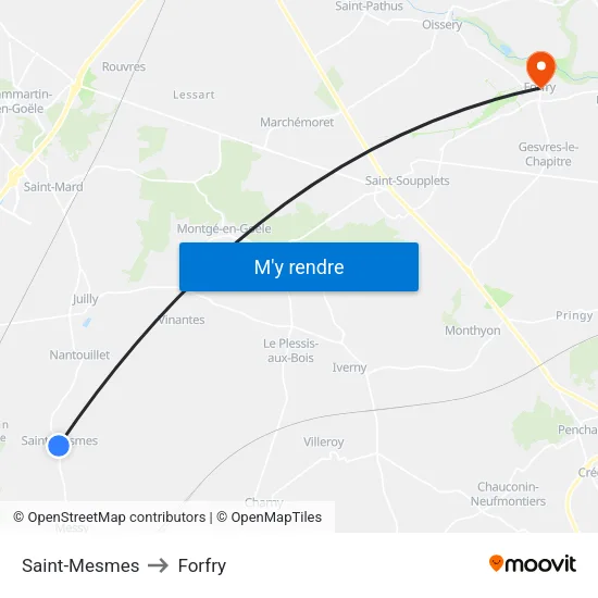 Saint-Mesmes to Forfry map