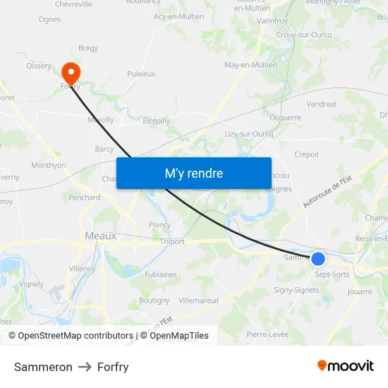 Sammeron to Forfry map