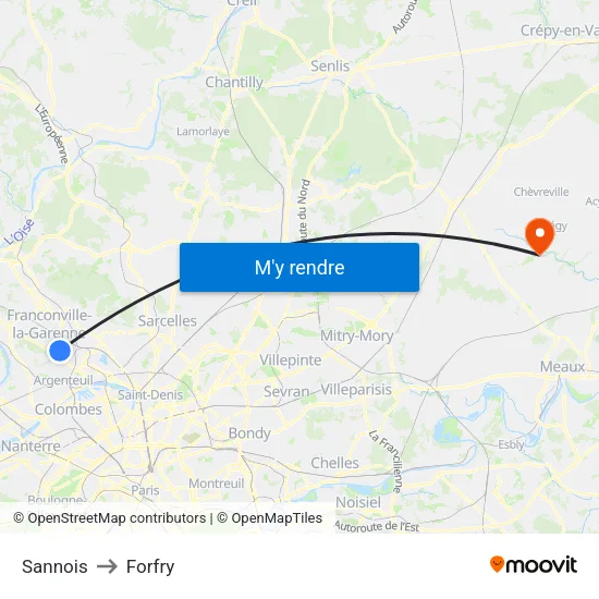 Sannois to Forfry map