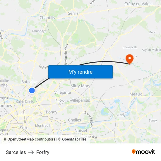 Sarcelles to Forfry map
