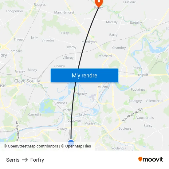 Serris to Forfry map