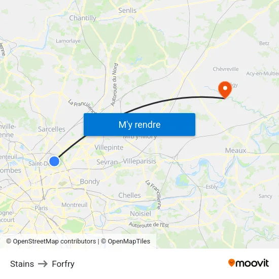 Stains to Forfry map