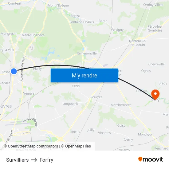 Survilliers to Forfry map
