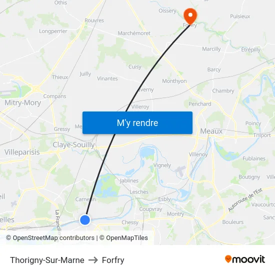 Thorigny-Sur-Marne to Forfry map