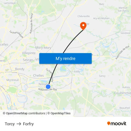 Torcy to Forfry map