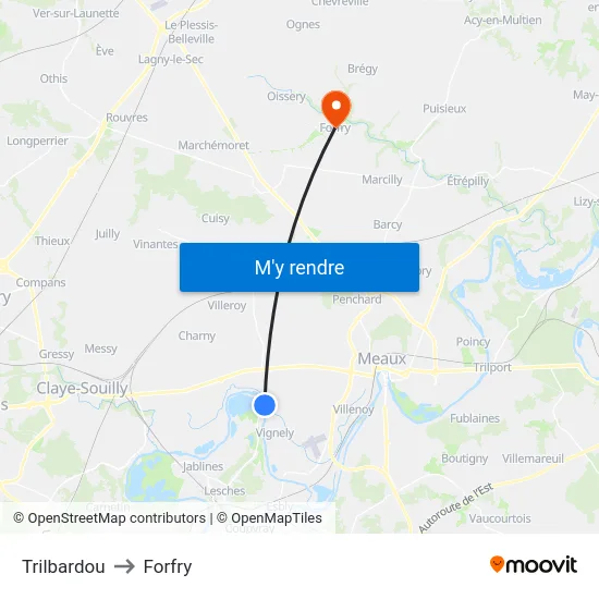 Trilbardou to Forfry map