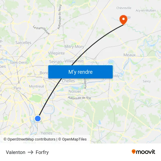 Valenton to Forfry map
