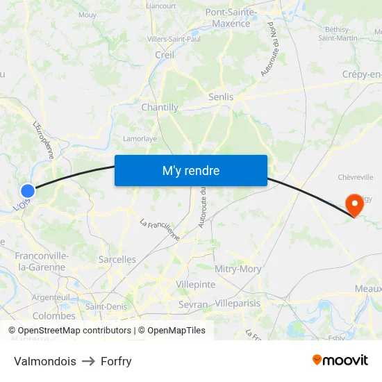Valmondois to Forfry map