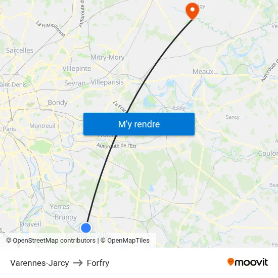 Varennes-Jarcy to Forfry map