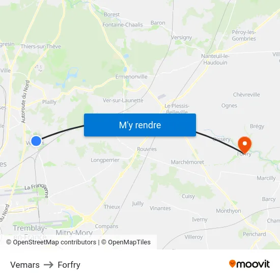 Vemars to Forfry map
